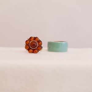 Flower Sterling Silver and Turquoise Band Ring